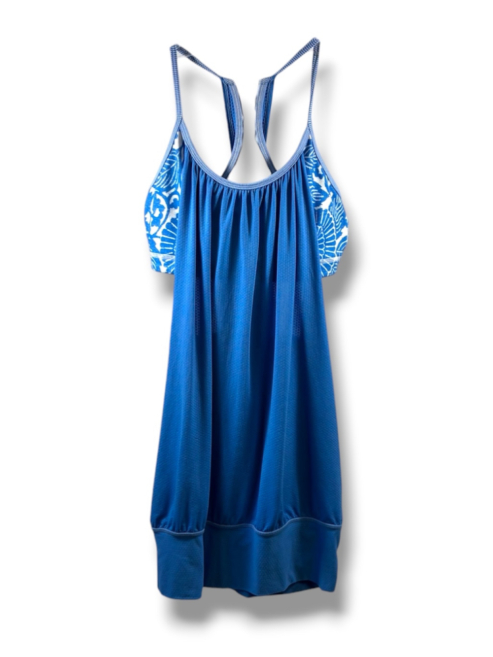 Lululemon No Limits Tank in Beaming Blue Laceoflage Polar Cream 6